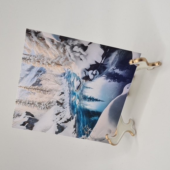 Winter Snowy‎ Stream Majestic Landscape Art Watercolor Oil Painting Print - Picture 8 of 8